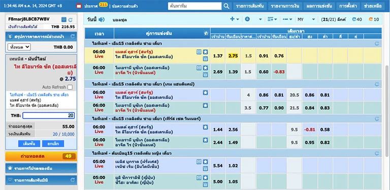 รูปแบบการเล่นพนันในกีฬาเทนนิส